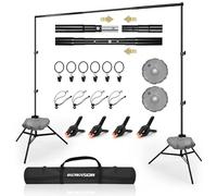 BENOISON Soporte de Fondo - 2x3m Retráctil Ajustable Profesional con 8 Clips & 2 Bolsas de Agua para Fotográfico, Retrato, Grabación de Video, Boda