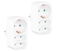 benon Juego de 2 Enchufe múltiple Blanco - Adaptador de Enchufe con Bloqueo de Seguridad para niños - Enchufe Doble 3680W - Toma de Corriente Triple - Enchufe múltiple 2 Euro y 1 Schuko