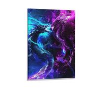 Benoumoney Cuadros de fantasía con motivos de batallas de dragones para la pared de habitaciones infantiles (niños y niñas), lienzo de 50x75 cm (20x30 pulgadas).