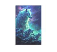 Benoumoney Lámina artística Espíritu del Lobo, póster decorativo para pared, decoración del hogar, regalo navideño de primera calidad para familiares y amigos, 40 x 60 cm (16 x 24 pulgadas).