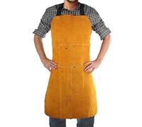 Benozit Delantal de soldadura de cuero, babero resistente al fuego y chispas, bata de seguridad, equipo de ropa protectora para herreros, soldadores y carpinteros, 23 x 35 pulgadas