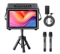 BENPAL Máquina de karaoke de alta potencia de 800 W con micrófonos duales y salida Bluetooth HDML, 100000 canciones y YouTube en tiempo real, diseño de diafragma vibratorio, altavoz de karaoke para