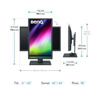 BenQ SW321C Monitor de 32 Pulgadas 4K UHD IPS para Diseño Gráfico con 99% DCI-P3, USB-C 60W, Altavoces, HDR10, Pivote y Altura Ajustable, Gris