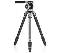 Benro Mammoth - Trípode de Fibra de Carbono de 4 Piezas con Cabezal líquido de 2 vías WH15 Wildlife, Cuenco Resistente de 75 mm, Contador de 8 Paradas, función de Doble panorámica, Kit Profesional de