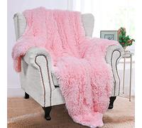 BENRON Cobija de Color Rosa Claro, Mantas Suaves y peludas de Sherpa, Bonita Manta Rosa bebé, acogedora, mullida Manta de Piel sintética para Cama, sofá, Lavable, 50 x 60 Pulgadas