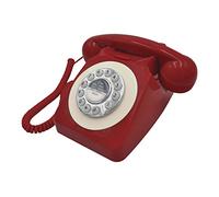 Benross 44510 - Teléfono clásico Retro con Cable, Sonido de Timbre clásico, marcación por botón, función de remarcado, fácil configuración, Color Rojo