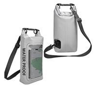 Benson Dry Bag 2L - Bolsa impermeable con cierre enrollable y correa para el hombro | Bolsa de PVC para playa, natación, SUP, canoa, buceo, ligero, flotante, resistente al agua, gris, Bolsa de lona