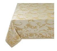 Benson Mills armonía Scroll Peso Pesado algodón Mantel 60 por 84-Inch Plata/Oro, Silver/Gold, 60-inch-by-104-inch