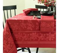 Benson Mills Holiday Elegance - Mantel de Tela Jacquard Pesado, para Vacaciones, Invierno y Navidad (Rojo Oscuro, 60 x 144 Pulgadas, Rectangular)