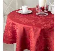 Benson Mills Holiday Elegance - Mantel Pesado de Tela Jacquard de ingeniería, para Vacaciones, Invierno y Navidad (Rojo Oscuro, 70 Pulgadas, Redondo)