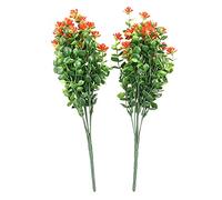 Benssey 8 Unids Flores Artificiales Plantas Al Aire Libre, 8 Ramas Faux Plastic Greenery Arbustos Plantas Colgando Maceta Cocina Hogar Boda Oficina JardíN DecoracióN Naranja