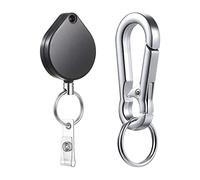 Benssey Carrete de Porta Credenciales Retráctil de Trabajo Pesado Pequeño, Porta Tarjetas de Identificación con Clip para Cinturón Anillo de Llave para Tarjeta de Identificación