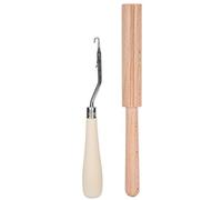 Bent Latch Hook Tool Premium Wooden Handle Stainless Steel Crochet Needle for Carpet Making Hair Weaving Wigs Crafts DIY 16cm