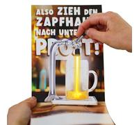 bentino Tarjeta de cumpleaños con cono de cerveza emergente en 3D, efecto espectacular con luz de grifo móvil y tarjeta de sonido, efecto sorpresa definitivo