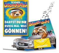 bentino Tarjeta de cumpleaños con música parpadea, con un impresionante efecto de luz, ¡divertida tarjeta de cumpleaños para todos los amantes de los perros con humor!