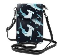 BeNtli Bolso bandolera para mujer, bolso bandolera de PU, bolso para teléfono móvil, bolso de hombro pequeño,Tiburón martillo acuarela