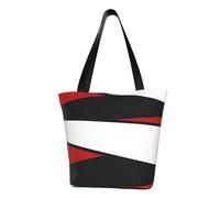 BeNtli Bolso de hombro, bolso grande de lona, bolso informal para mujer, bolsas de compras reutilizables,Diseño de rayas rojas, blancas y negras.