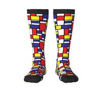 BeNtli Calcetines De Equipo,Medias Calcetines De Compresión Calcetines Deportivos Novedad Casual 55 CM Para Impresión De Patrón Mondrian Unisex