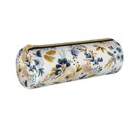 BeNtli Estuche para lápices, Estuche para bolígrafos, Estuche portátil para lápices, Estuche de Cuero, Bolsas de Almacenamiento de papelería, Mostaza Azul Floral