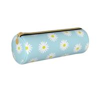 BeNtli Estuche para lápices, Estuche para bolígrafos, Estuche portátil para lápices, Estuche de Cuero, Bolsas de Almacenamiento de papelería, Linda Margarita Flor Florales Azul
