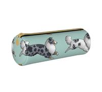 BeNtli Estuche para lápices, Estuche para bolígrafos, Estuche portátil para lápices, Estuche de Cuero, Bolsas de Almacenamiento de papelería, Correr Perro Collie áspero