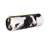 BeNtli Estuche para lápices, Estuche para bolígrafos, Estuche portátil para lápices, Estuche de Cuero, Bolsas de Almacenamiento de papelería, Vaca con una flor de Margarita