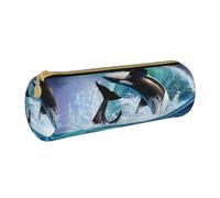 BeNtli Estuche para lápices, Estuche para bolígrafos, Estuche portátil para lápices, Estuche de Cuero, Bolsas de Almacenamiento de papelería, Ola de orcas orcas