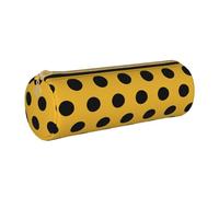 BeNtli Estuche para lápices, Estuche para bolígrafos, Estuche portátil para lápices, Estuche de Cuero, Bolsas de Almacenamiento de papelería, Lunares Negros sobre Amarillo Estampado