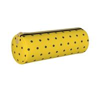 BeNtli Estuche para lápices, Estuche para bolígrafos, Estuche portátil para lápices, Estuche de Cuero, Bolsas de Almacenamiento de papelería, Lunares Negros sobre Fondo Amarillo