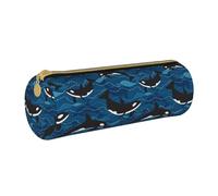 BeNtli Estuche para lápices, Estuche para bolígrafos, Estuche portátil para lápices, Estuche de Cuero, Bolsas de Almacenamiento de papelería, Orcas del océano