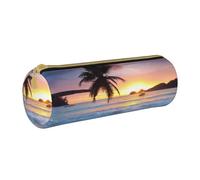 BeNtli Estuche para lápices, Estuche para bolígrafos, Estuche portátil para lápices, Estuche de Cuero, Bolsas de Almacenamiento de papelería, Amanecer Tropical Palmera Isla