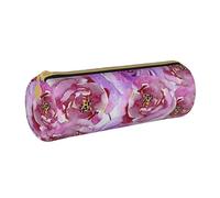 BeNtli Estuche para lápices, Estuche para bolígrafos, Estuche portátil para lápices, Estuche de Cuero, Bolsas de Almacenamiento de papelería, Lila Violeta Y Púrpura Acuarela Peonías Rosas