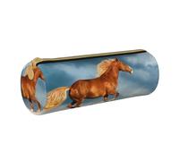 BeNtli Estuche para lápices, Estuche para bolígrafos, Estuche portátil para lápices, Estuche de Cuero, Bolsas de Almacenamiento de papelería, Caballo Corriendo Rojo