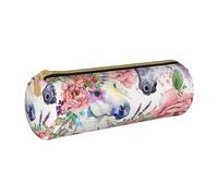 BeNtli Estuche para lápices, Estuche para bolígrafos, Estuche portátil para lápices, Estuche de Cuero, Bolsas de Almacenamiento de papelería, Acuarela Caballo Rosas Flores