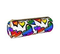 BeNtli Estuche para lápices, Estuche para bolígrafos, Estuche portátil para lápices, Estuche de Cuero, Bolsas de Almacenamiento de papelería, Corazones de Colores del Arco Iris Impresos.