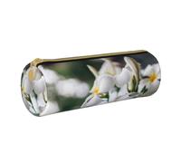 BeNtli Estuche para lápices, Estuche para bolígrafos, Estuche portátil para lápices, Estuche de Cuero, Bolsas de Almacenamiento de papelería, Hermosas Flores Blancas de Frangipani Wake Plumeria