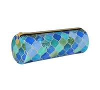 BeNtli Estuche para lápices, Estuche para bolígrafos, Estuche portátil para lápices, Estuche de Cuero, Bolsas de Almacenamiento de papelería, Marroquí Decorativo Azul Cobalto Y Aqua