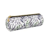BeNtli Estuche para lápices, Estuche para bolígrafos, Estuche portátil para lápices, Estuche de Cuero, Bolsas de Almacenamiento de papelería, Verde Salvia Púrpura Hojas Verdes