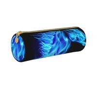 BeNtli Estuche para lápices, Estuche para bolígrafos, Estuche portátil para lápices, Estuche de Cuero, Bolsas de Almacenamiento de papelería, Caballo de Fuego Azul