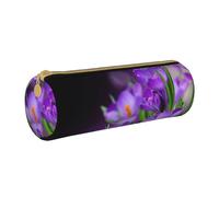 BeNtli Estuche para lápices, Estuche para bolígrafos, Estuche portátil para lápices, Estuche de Cuero, Bolsas de Almacenamiento de papelería, Hojas Verdes y Flores moradas Impresas.