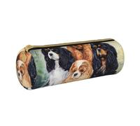 BeNtli Estuche para lápices, Estuche para bolígrafos, Estuche portátil para lápices, Estuche de Cuero, Bolsas de Almacenamiento de papelería, Negro Dorado Cavalier King Charles Spaniel