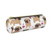 BeNtli Estuche para lápices, Estuche para bolígrafos, Estuche portátil para lápices, Estuche de Cuero, Bolsas de Almacenamiento de papelería, Cachorros Pugs Divertidos Dibujos Animados