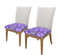 BeNtli Fundas cuadradas para taburetes, Paquete de 2 cómodas Fundas para Asientos, Funda elástica para Silla, Funda para Silla,Lavanda Púrpura Impresa