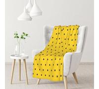 BeNtli Manta, Manta de Franela cálida/Manta de Cama para sofá Oficina 102X 76 cm,Lunares Negros sobre Fondo Amarillo