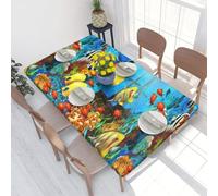 BeNtli Mantel,Mantel Impermeable Ajustable con Bordes elásticos, 4 pies para Cocina,Estampado de Peces Marinos Tropicales