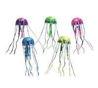 BeNtLi Medusas luminosas simuladas para acuario, 5 piezas de silicona artificial, decoración flotante de medusas (verde y rojo)