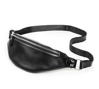 BeNtLi Riñonera De Cuero Vintage, Bandolera De Cuero Auténtico, Riñonera Cruzada, Riñonera De Cuero Crazy Horse para Senderismo, Deportes Y Camping. (Black)