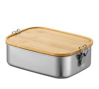 Bento boxes, fiambreras de acero inoxidable, 3 tipos de fiambreras de gran capacidad, cajas de metal con tapa de madera, sin BPA, cajas de desayuno para guarderías, colegios y picnics (1500 ml)