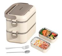 Bento Fiambrera de acero inoxidable, rectangular, a prueba de fugas, caja bento, gran capacidad, aislada de doble capa, fiambrera para adultos, apta para microondas, para oficina y escuela