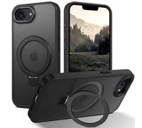 BENTOBEN - Carcasa para iPhone 16e 2025 con soporte para anillo integrado, magnético compatible con MagSafe, funda de parachoques de protección antigolpes, funda trasera mate translúcida, color negro